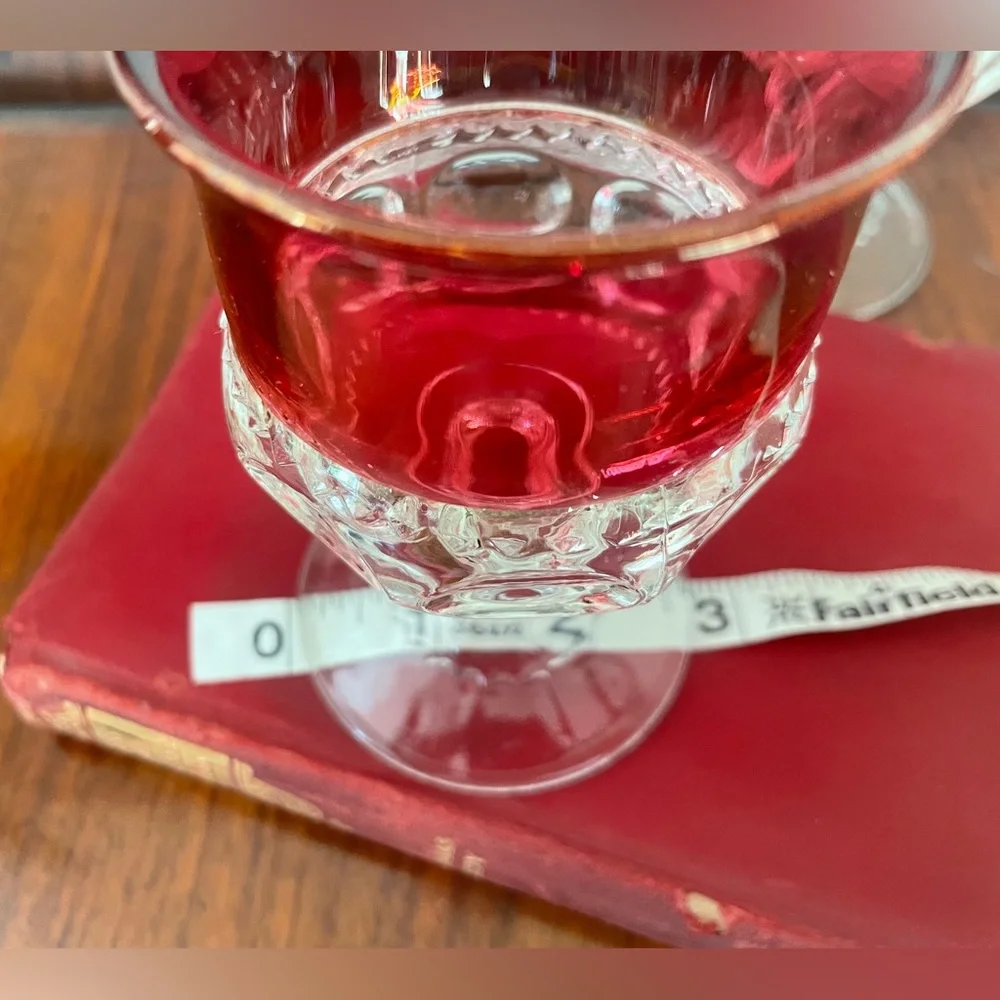 Pair of Vintage Ruby Flashed‎ Thumbprint Cocktail Goblets